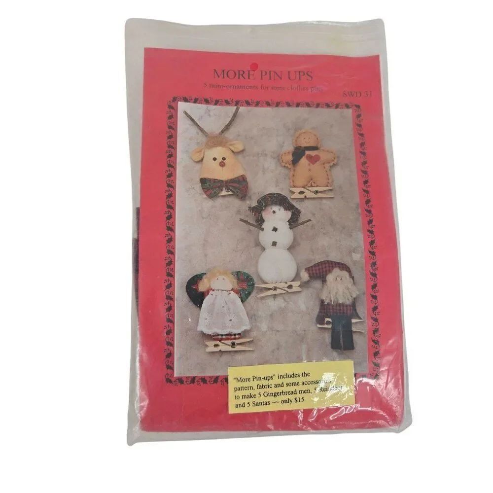 Vintage 90s More Pin Ups Mini Christmas Ornament Kit Reindeer Snowman Santa Ange